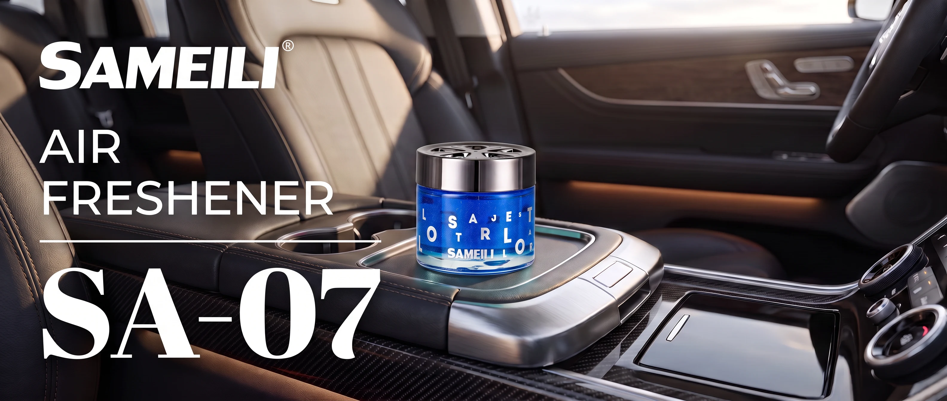 SAMEILI Air Freshener SA-07 — a glass diffuser on the centre console of a car interior