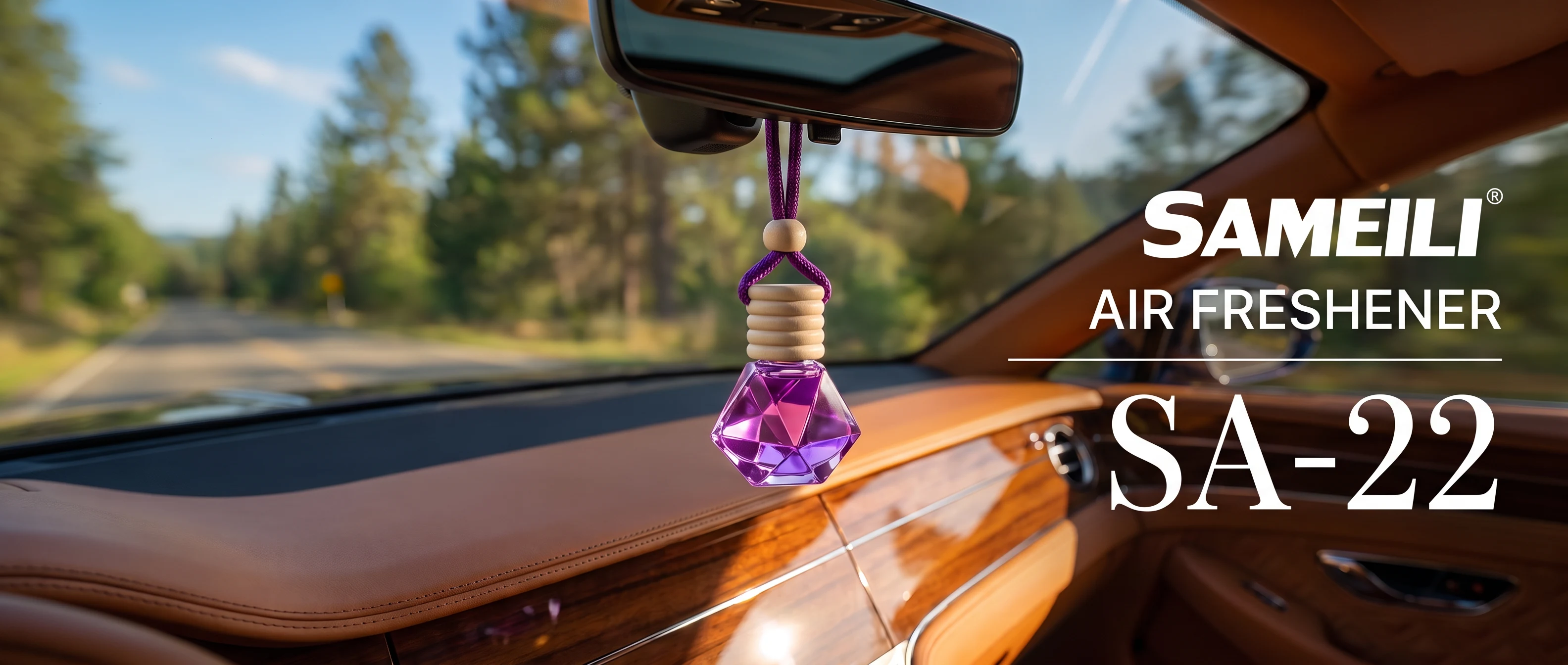 SAMEILI Air Freshener SA-22 — a faceted glass bottle hanging from a car mirror